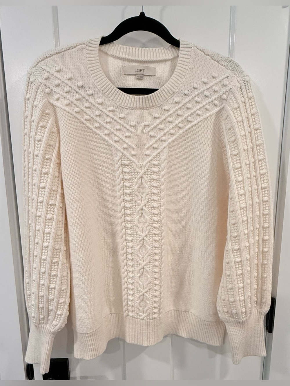 LOFT Cable & Bobble Knit Crew Sweater